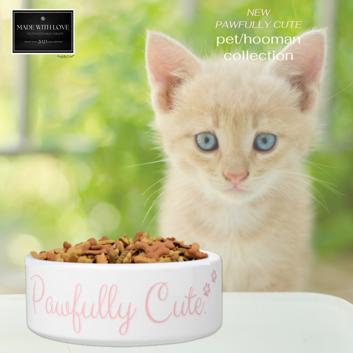 Pawfully Cute Ceramic Signature Pet Bowl! (Pink, 2 Sizes) - Pawfully Cute!