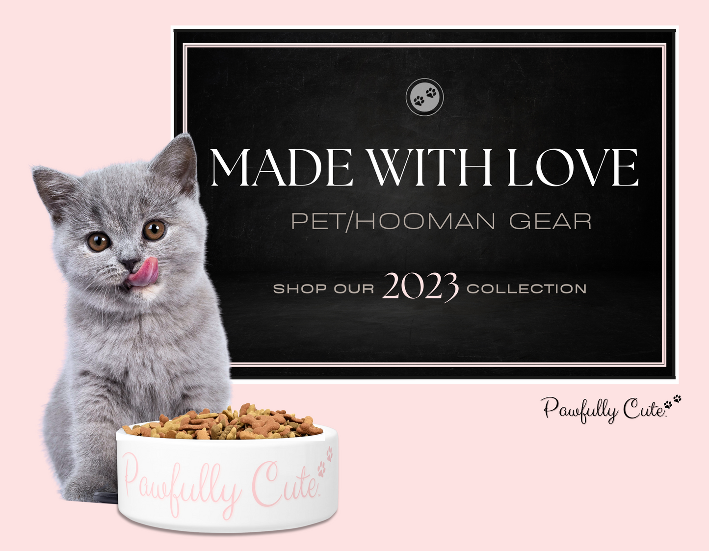 Pawfully Cute Ceramic Signature Pet Bowl! (Pink, 2 Sizes) - Pawfully Cute!