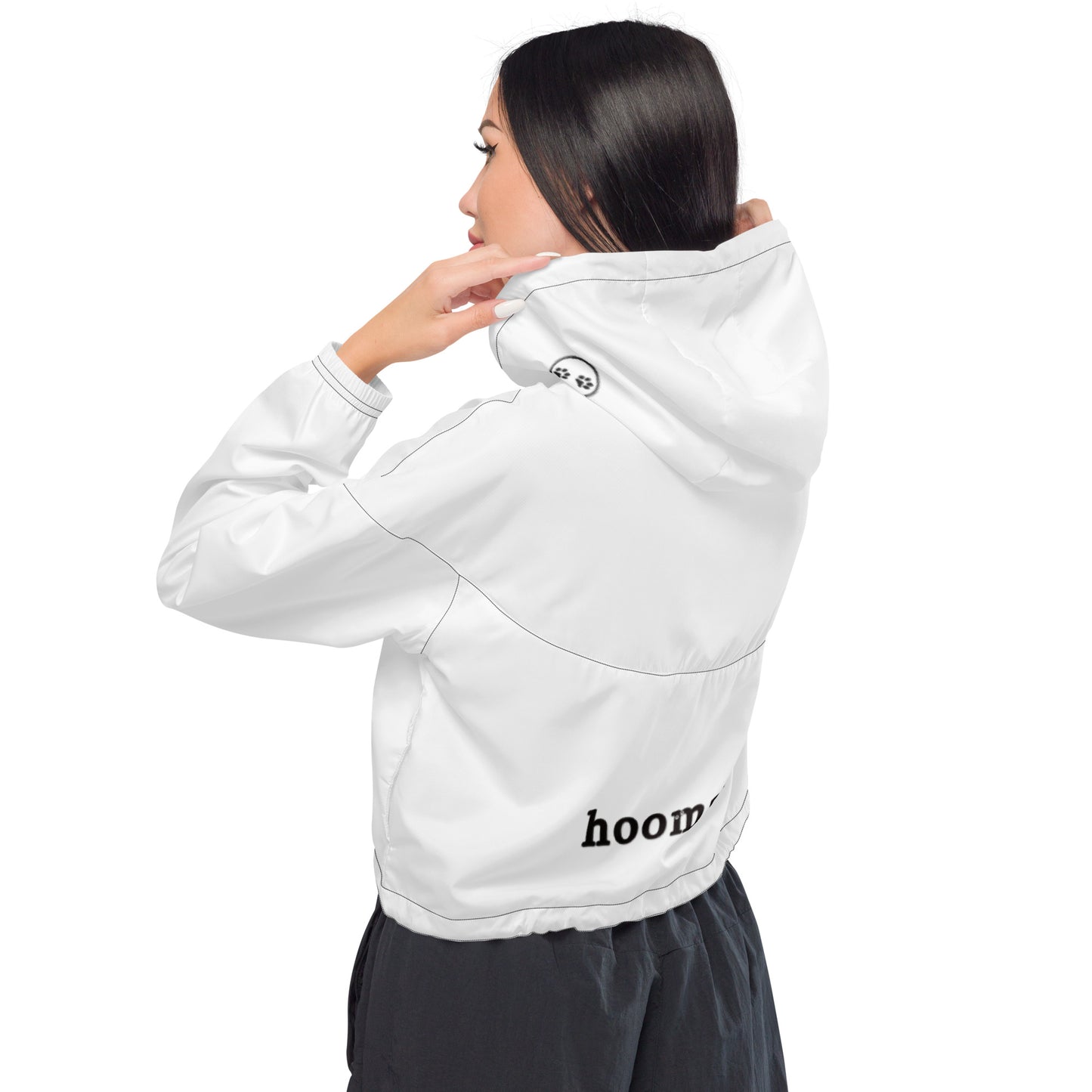 Pawfully Cute Hooman Cropped Windbreaker! (white) - Pawfully Cute!