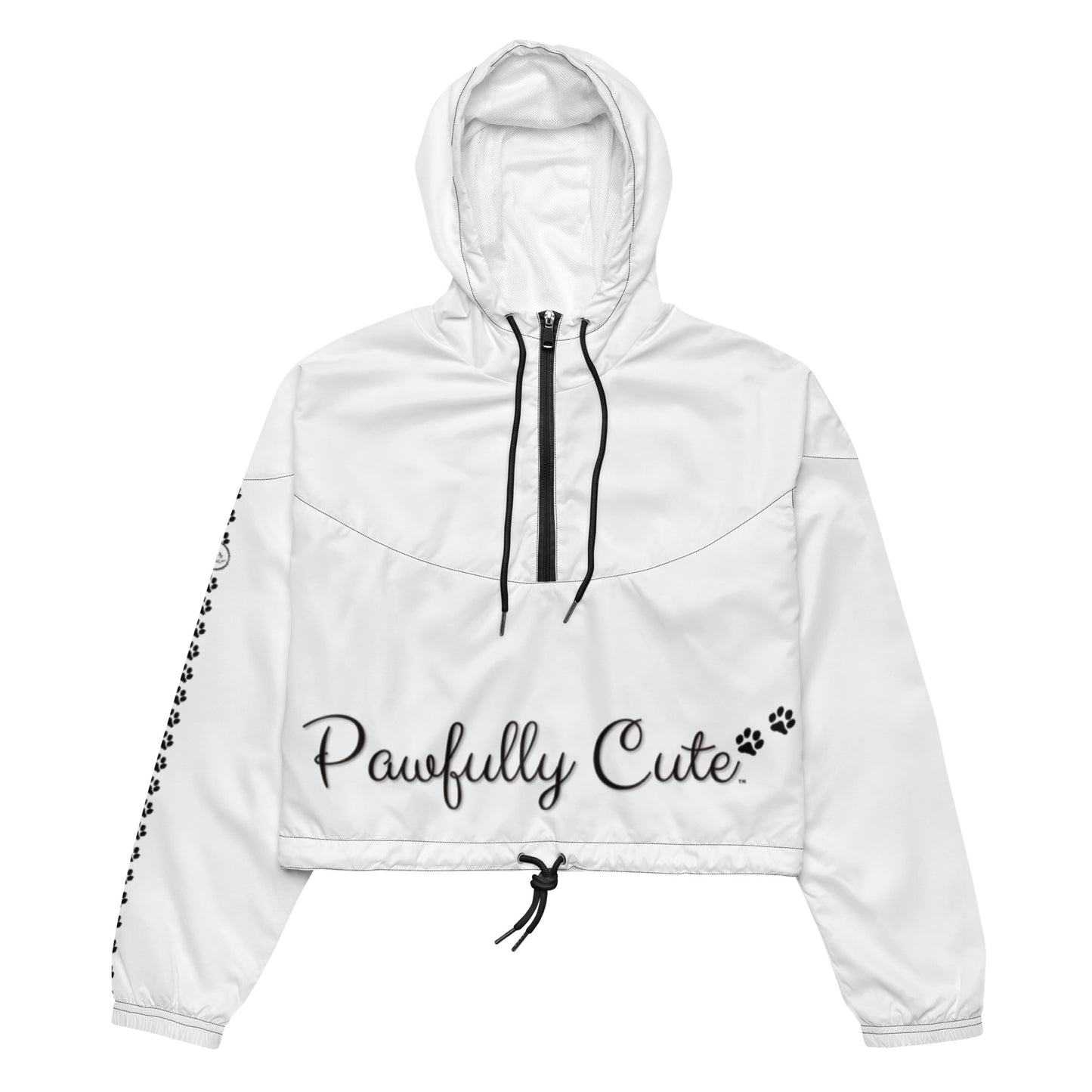 Pawfully Cute Hooman Cropped Windbreaker! (white) - Pawfully Cute!