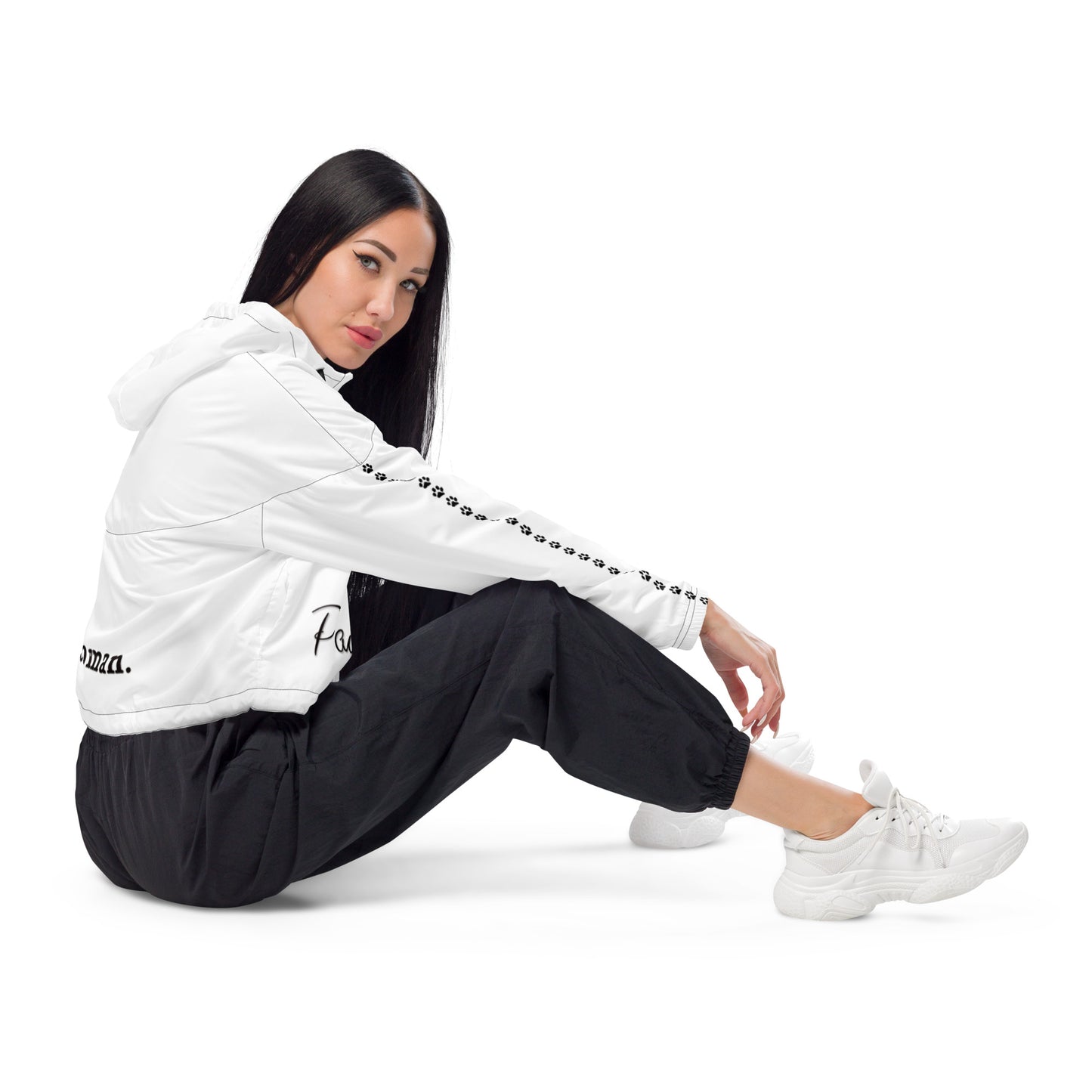 Pawfully Cute Hooman Cropped Windbreaker! (white) - Pawfully Cute!
